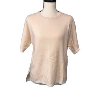 ANRABESS Old Money Soft Peach Preppy Country Club Short Sleeve Knit Top XS